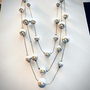 Joyus silver tone with gray pearls multilayer